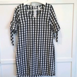 J. CREW Black/White Gingham Shirt dress Size M